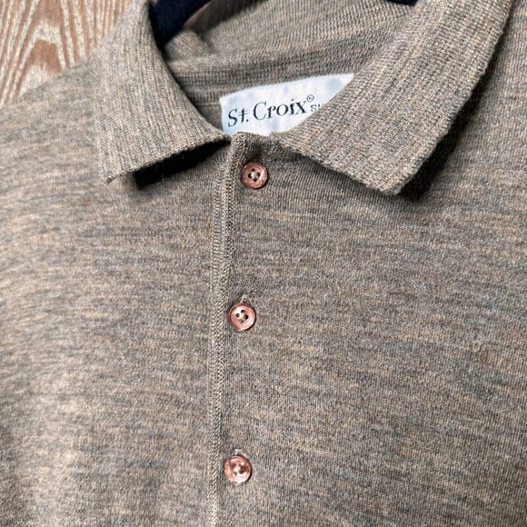 Vtg St Croix Shop Mens XL Sweater Long Sleeve Collared Button Neck Knit Menswear - Picture 3 of 7